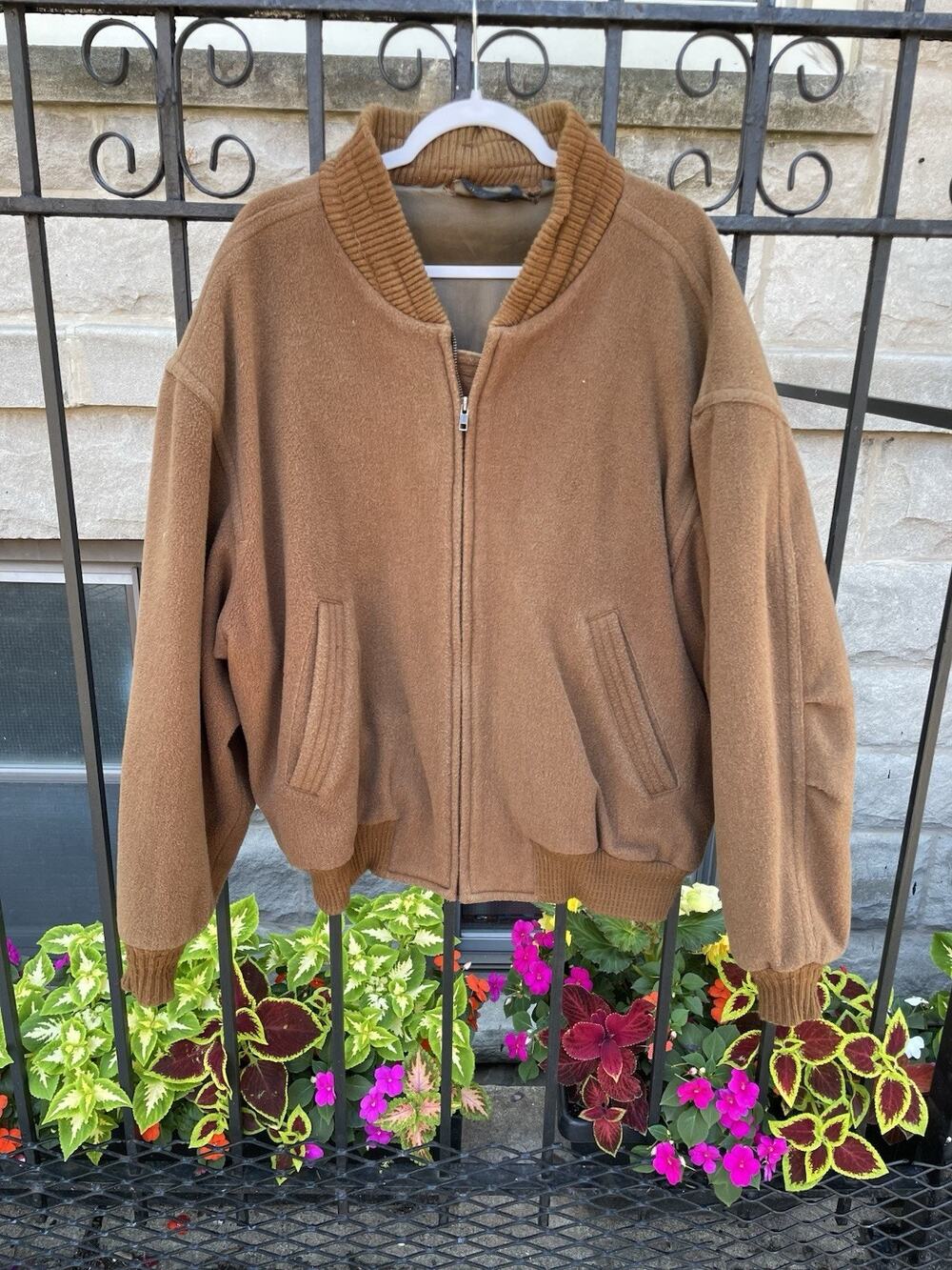 Vintage Men’s Wool Bomber Jacket XXL Brown Made In The USA